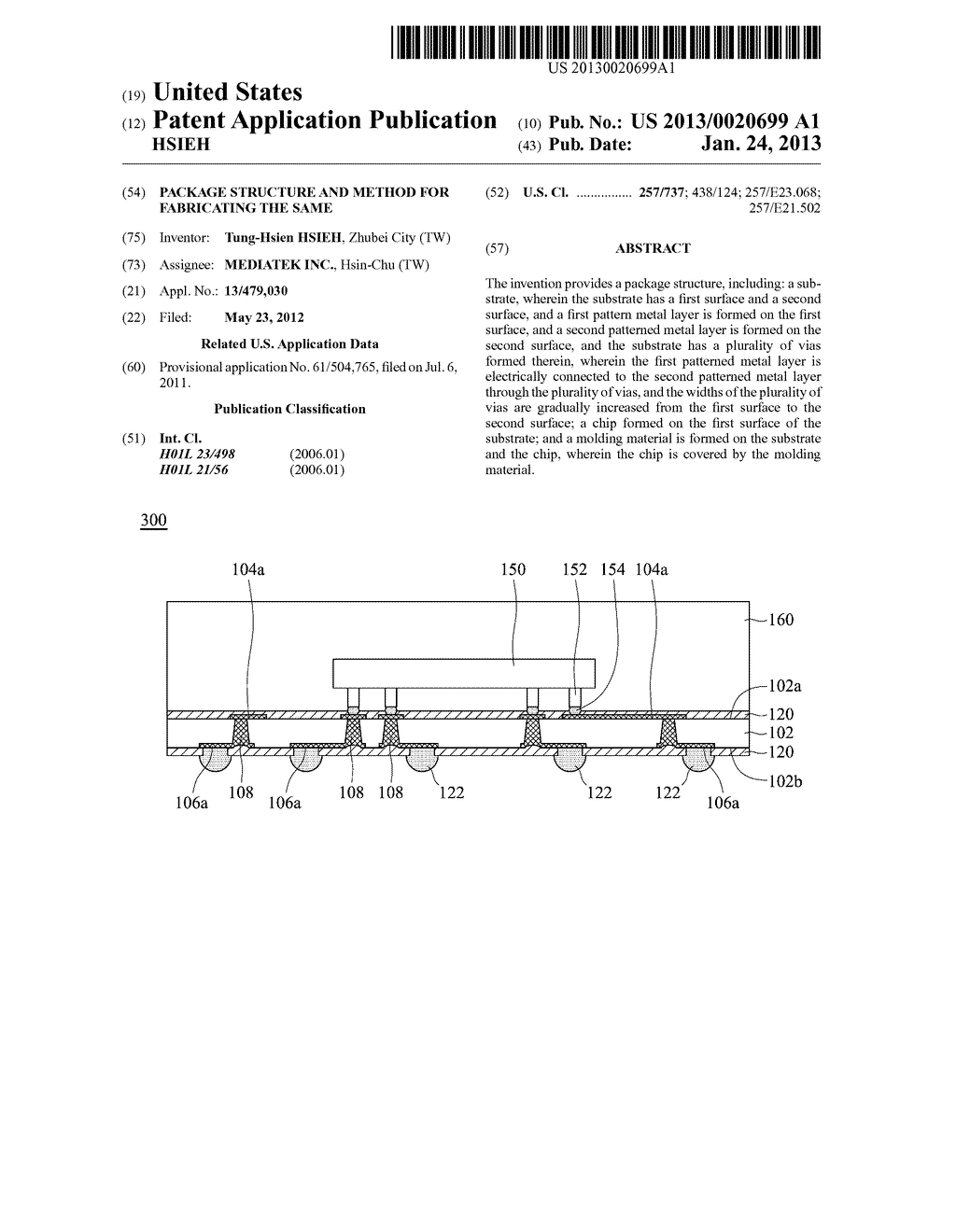 PACKAGE STRUCTURE AND METHOD FOR FABRICATING THE SAME - diagram, schematic, and image 01