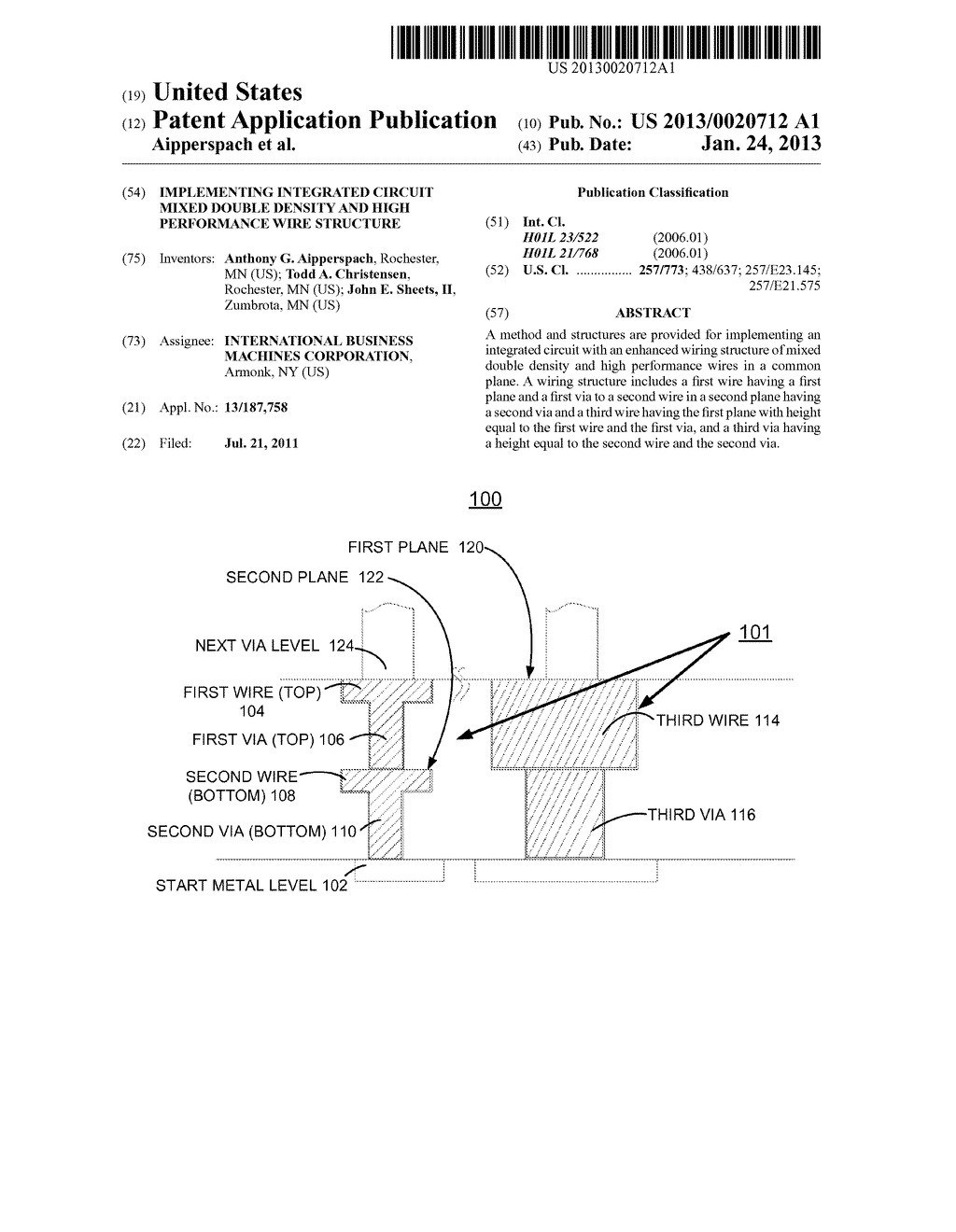 IMPLEMENTING INTEGRATED CIRCUIT MIXED DOUBLE DENSITY AND HIGH PERFORMANCE     WIRE STRUCTURE - diagram, schematic, and image 01