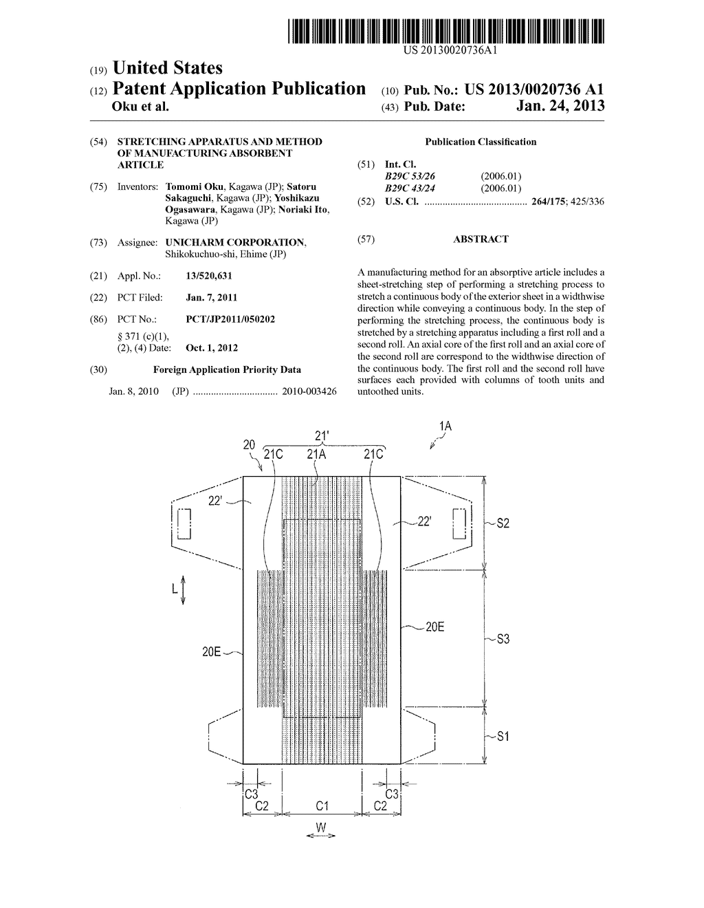 STRETCHING APPARATUS AND METHOD OF MANUFACTURING ABSORBENT ARTICLE - diagram, schematic, and image 01