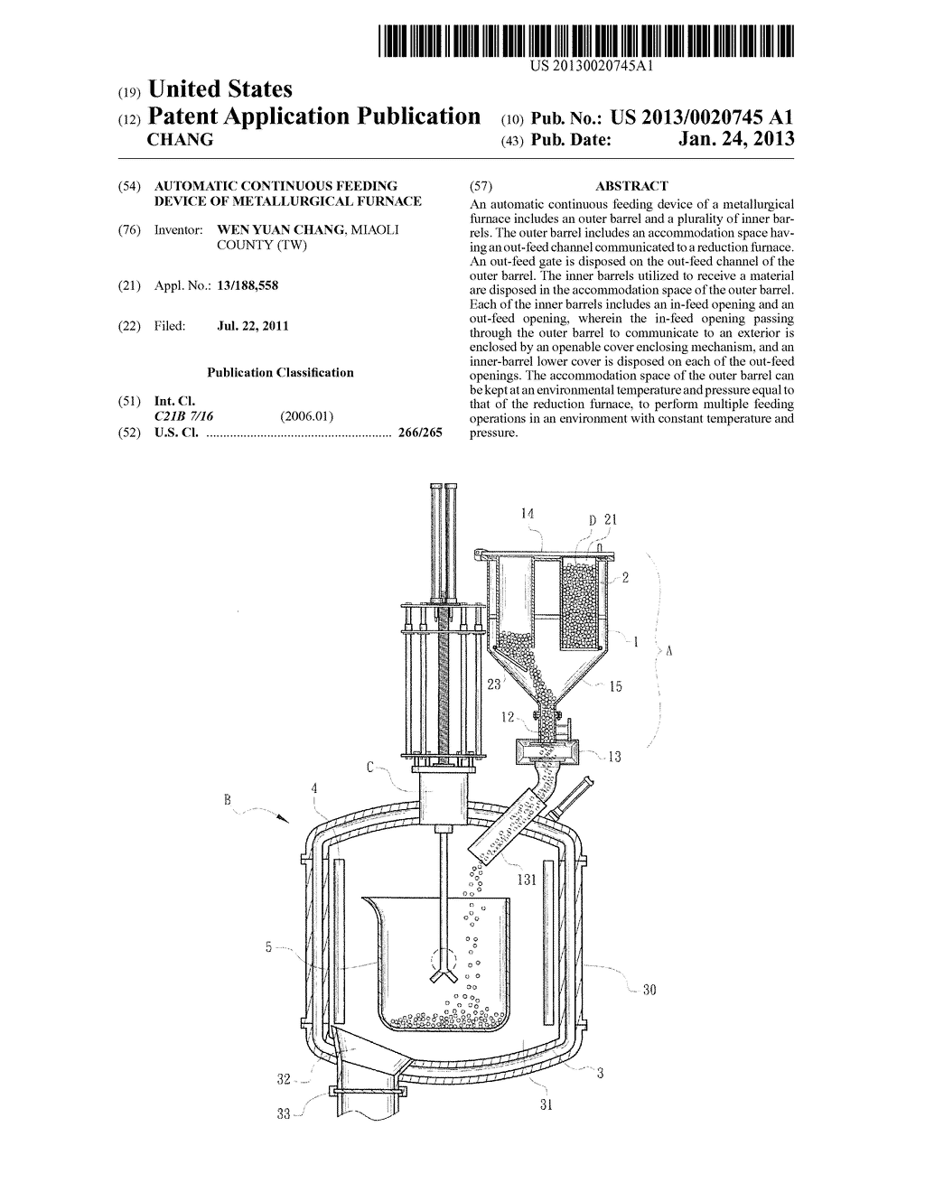 AUTOMATIC CONTINUOUS FEEDING DEVICE OF METALLURGICAL FURNACE - diagram, schematic, and image 01