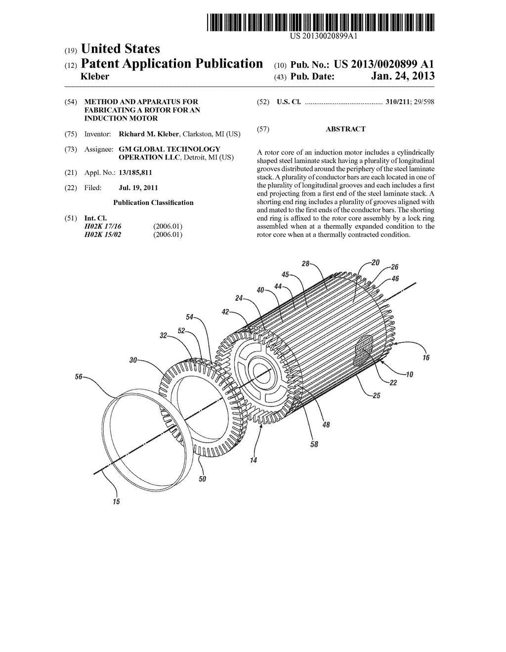 METHOD AND APPARATUS FOR FABRICATING A ROTOR FOR AN INDUCTION MOTOR - diagram, schematic, and image 01