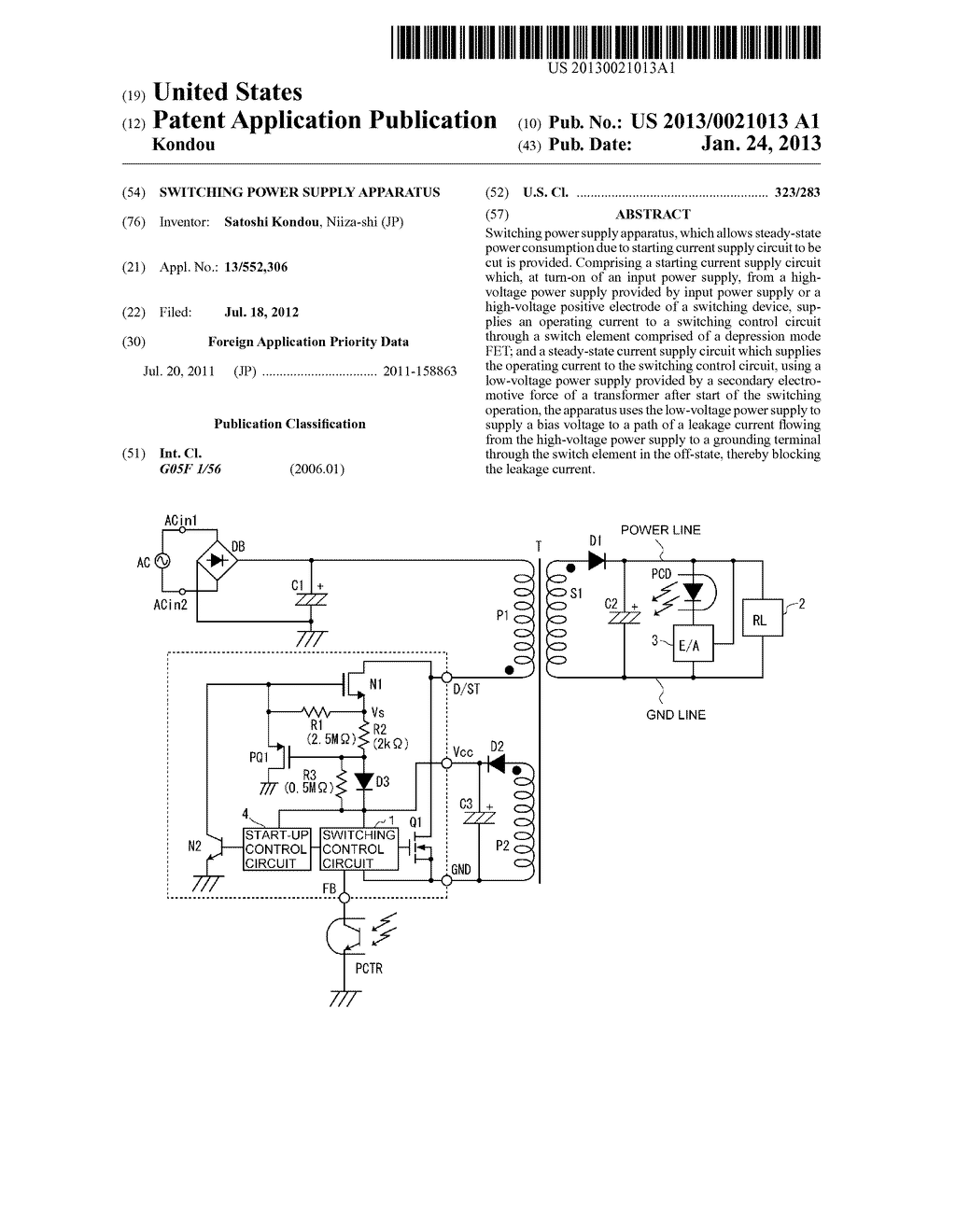 SWITCHING POWER SUPPLY APPARATUS - diagram, schematic, and image 01