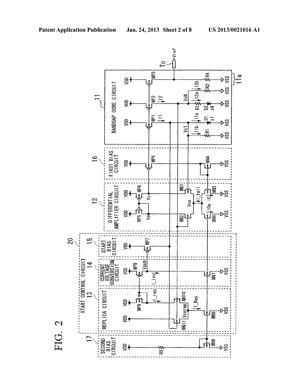 BANDGAP REFERENCE CIRCUIT AND METHOD OF STARTING BANDGAP REFERENCE CIRCUIT - diagram, schematic, and image 03