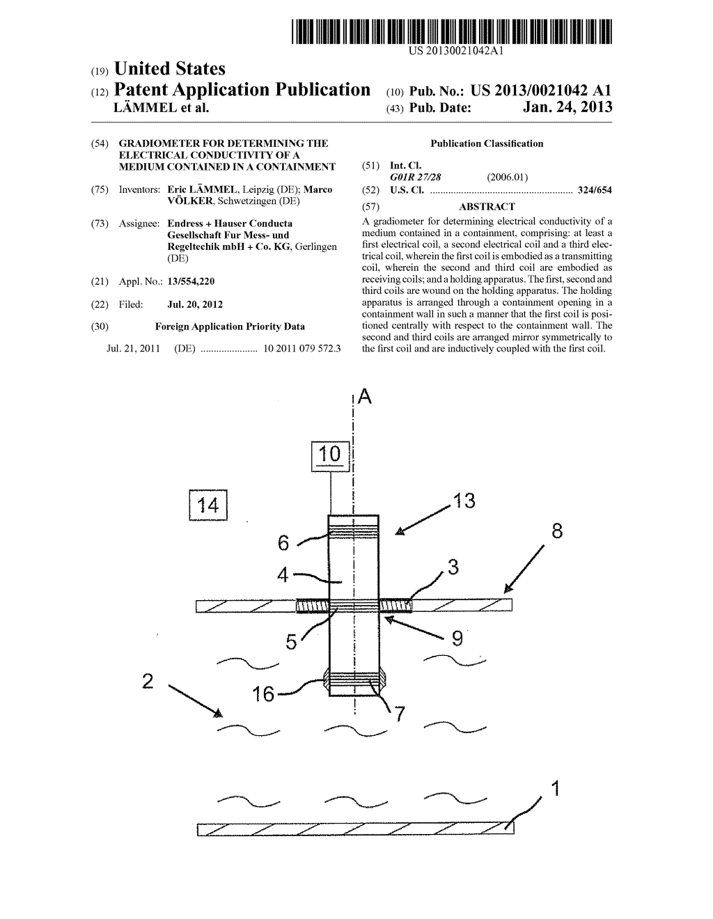 GRADIOMETER FOR DETERMINING THE ELECTRICAL CONDUCTIVITY OF A MEDIUM     CONTAINED IN A CONTAINMENT - diagram, schematic, and image 01