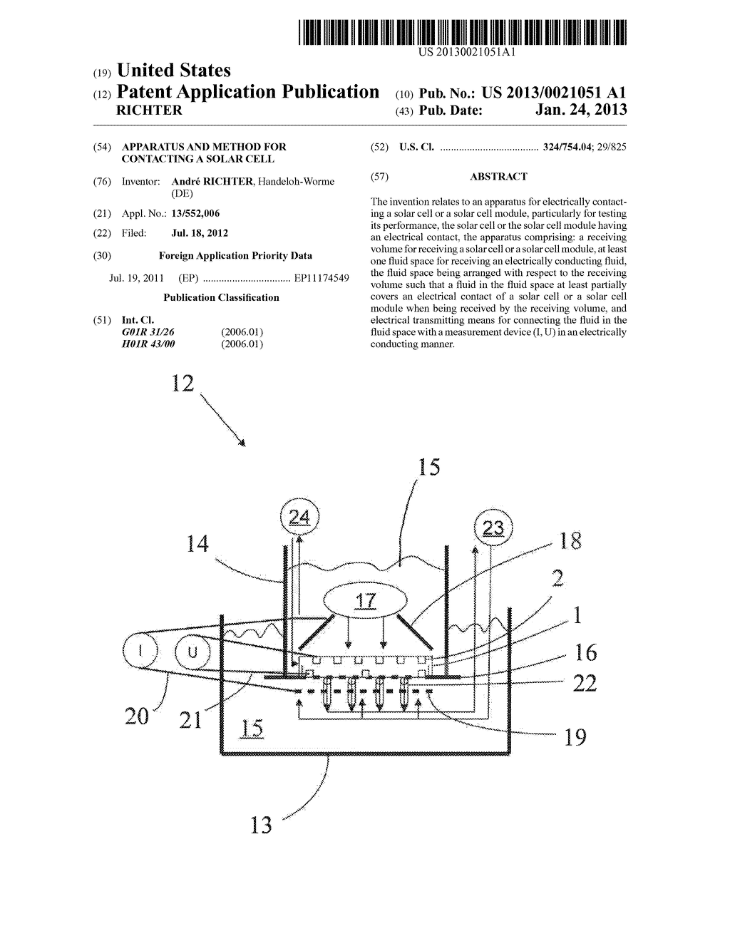 APPARATUS AND METHOD FOR CONTACTING A SOLAR CELL - diagram, schematic, and image 01