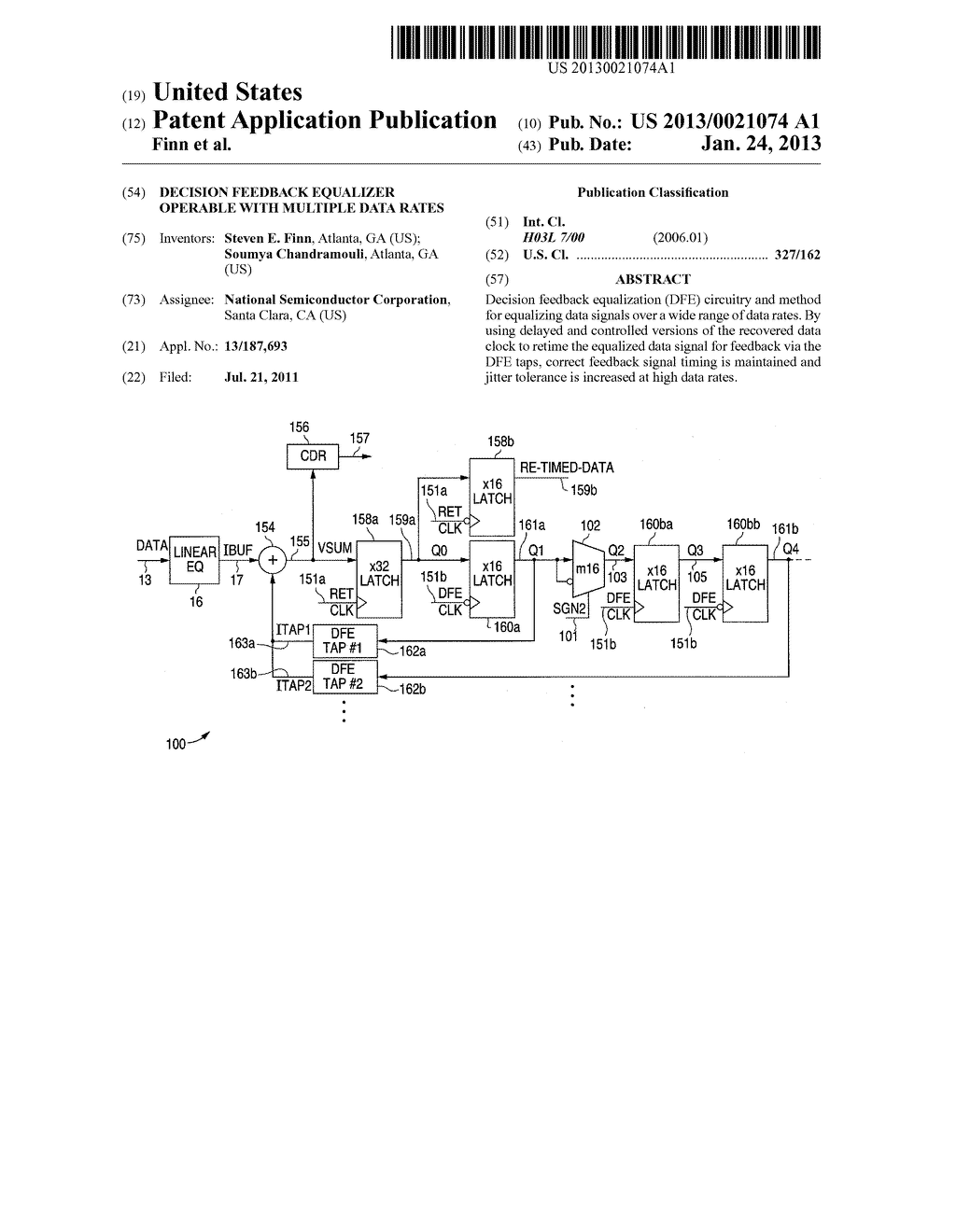 DECISION FEEDBACK EQUALIZER OPERABLE WITH MULTIPLE DATA RATES - diagram, schematic, and image 01