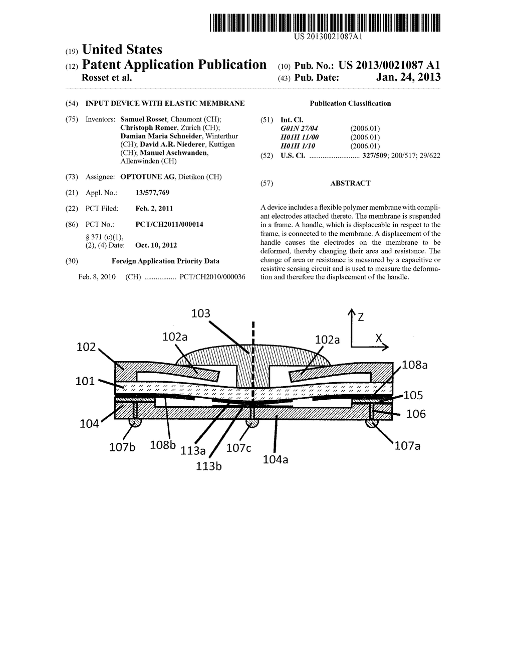 INPUT DEVICE WITH ELASTIC MEMBRANE - diagram, schematic, and image 01