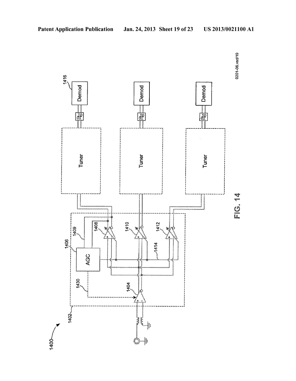 Method and System for Multiple Tuner Application Using a Low Noise     Broadband Distribution Amplifier - diagram, schematic, and image 20