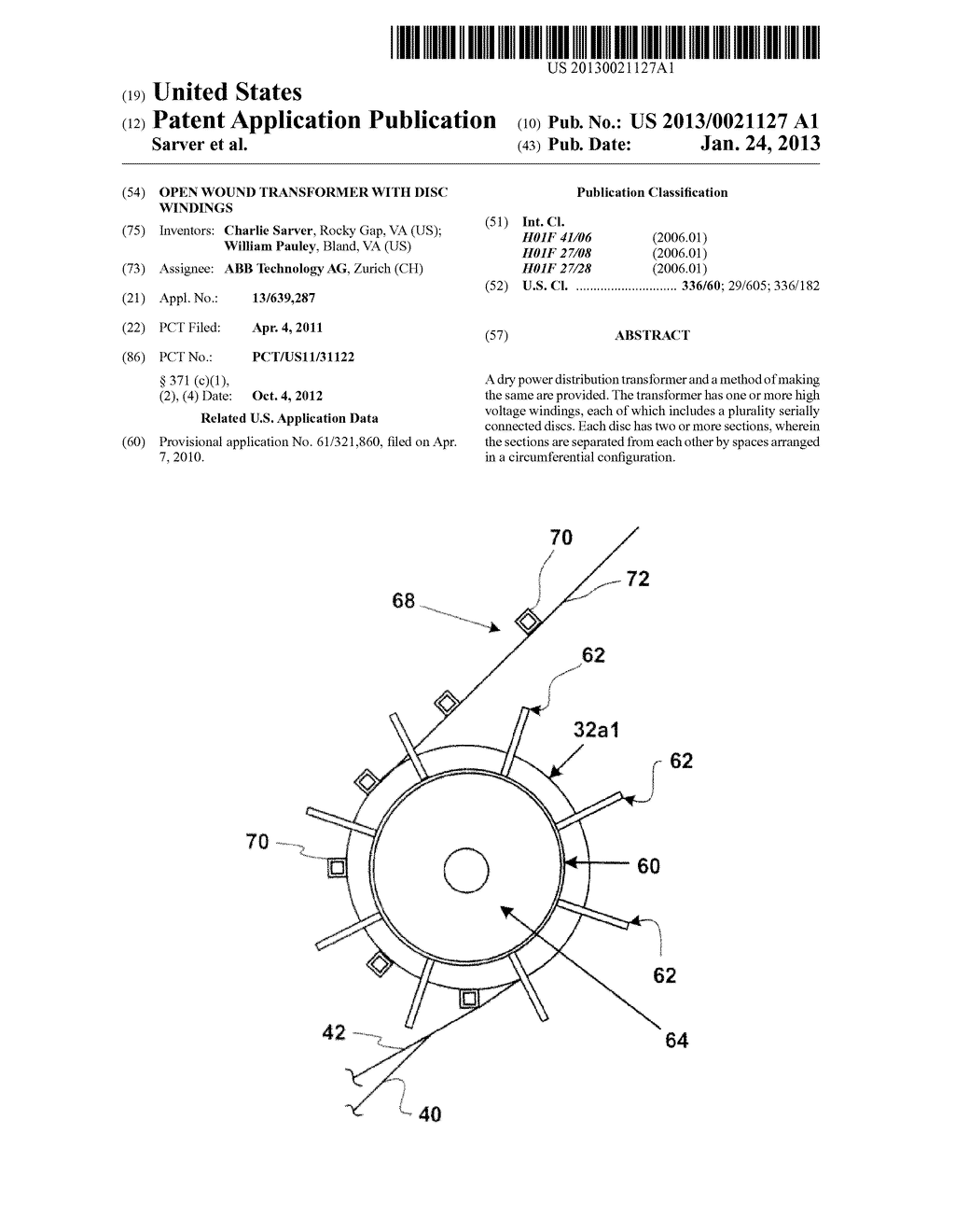 OPEN WOUND TRANSFORMER WITH DISC WINDINGS - diagram, schematic, and image 01