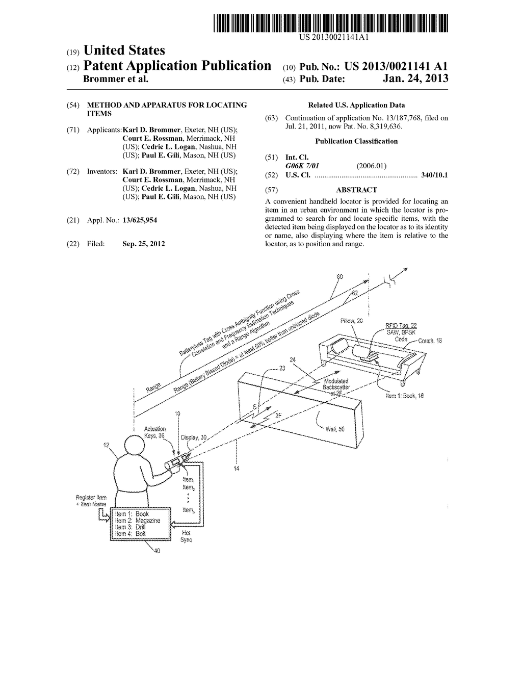 METHOD AND APPARATUS FOR LOCATING ITEMS - diagram, schematic, and image 01