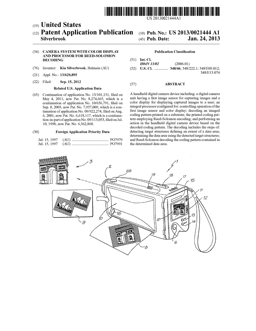 CAMERA SYSTEM WITH COLOR DISPLAY AND PROCESSOR FOR REED-SOLOMON DECODING - diagram, schematic, and image 01