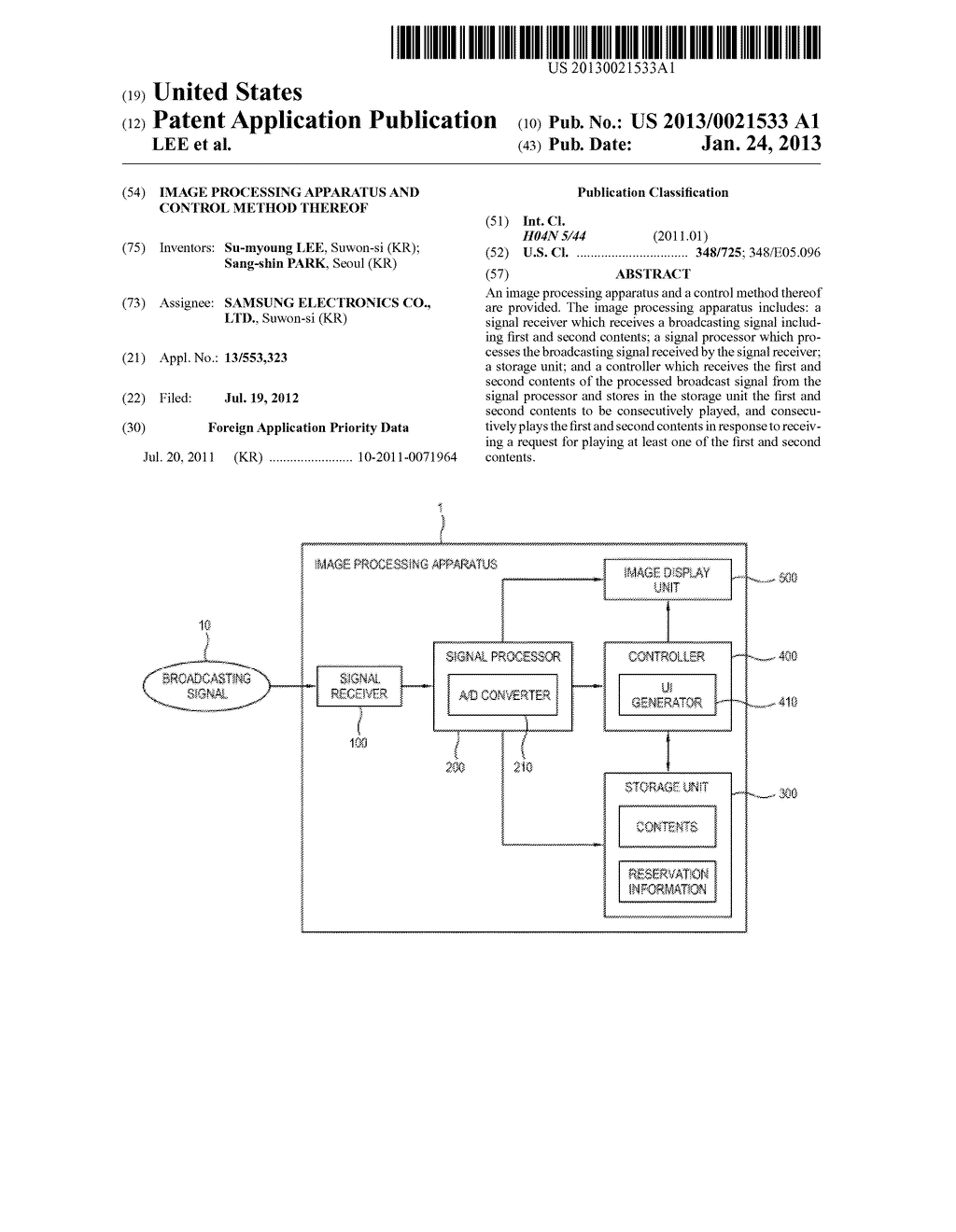 IMAGE PROCESSING APPARATUS AND CONTROL METHOD THEREOF - diagram, schematic, and image 01