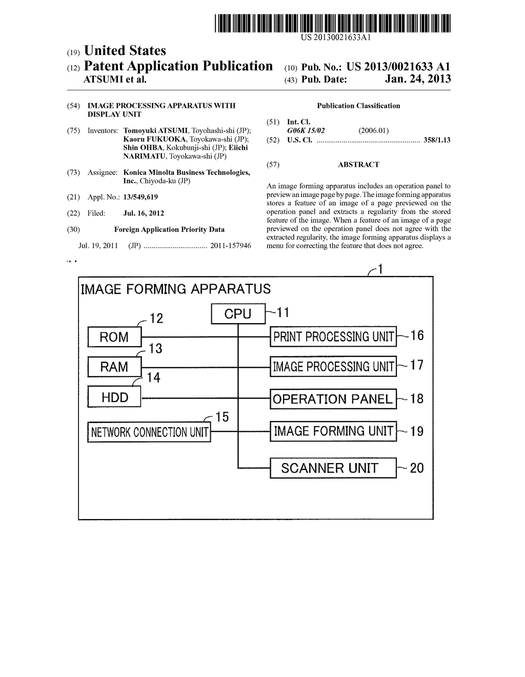 IMAGE PROCESSING APPARATUS WITH DISPLAY UNIT - diagram, schematic, and image 01