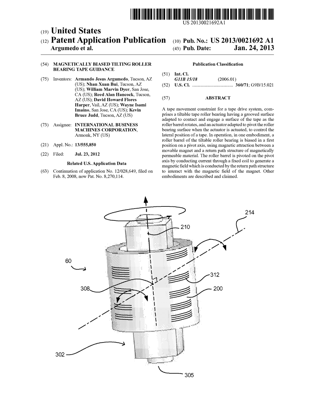 MAGNETICALLY BIASED TILTING ROLLER BEARING TAPE GUIDANCE - diagram, schematic, and image 01