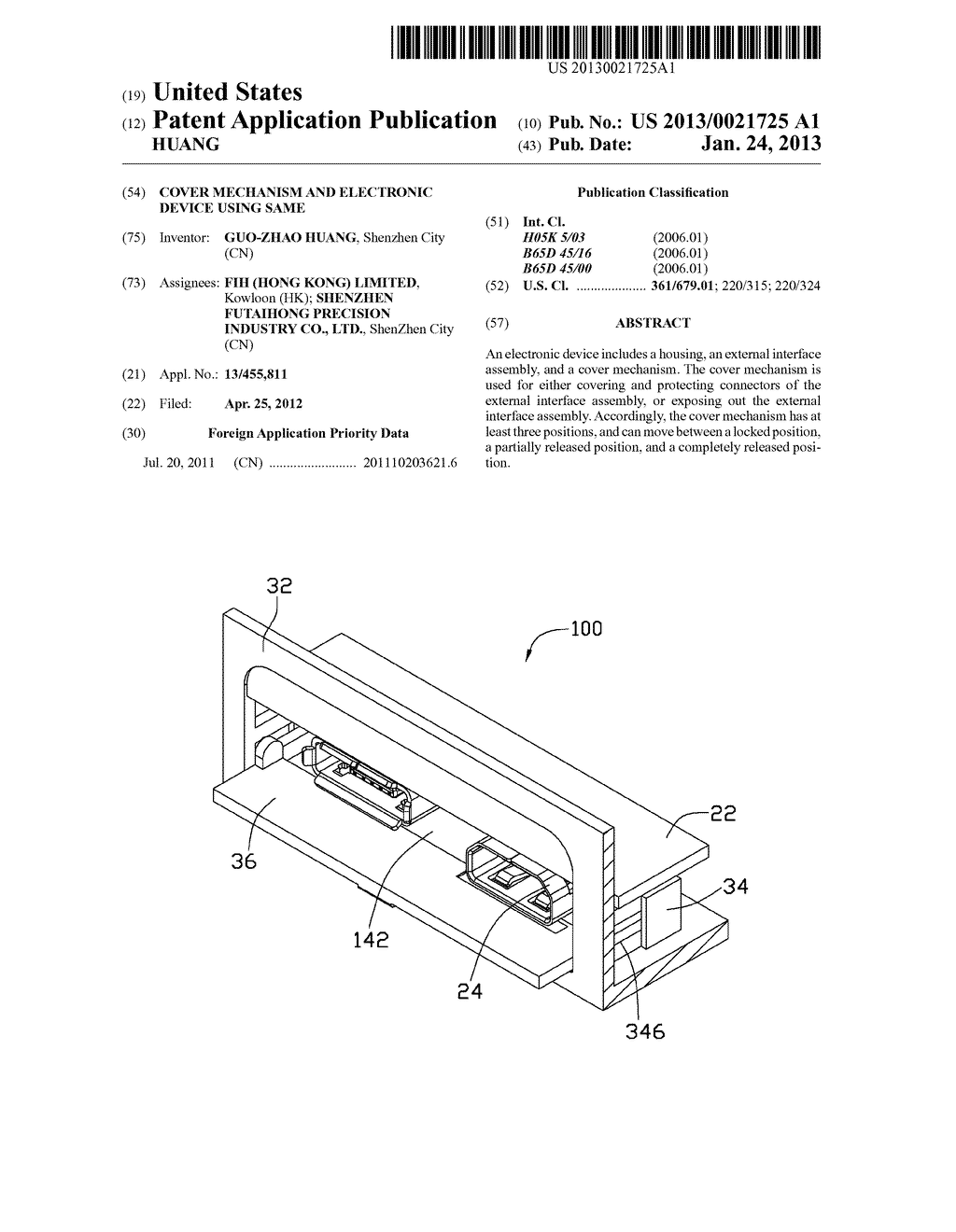 COVER MECHANISM AND ELECTRONIC DEVICE USING SAME - diagram, schematic, and image 01