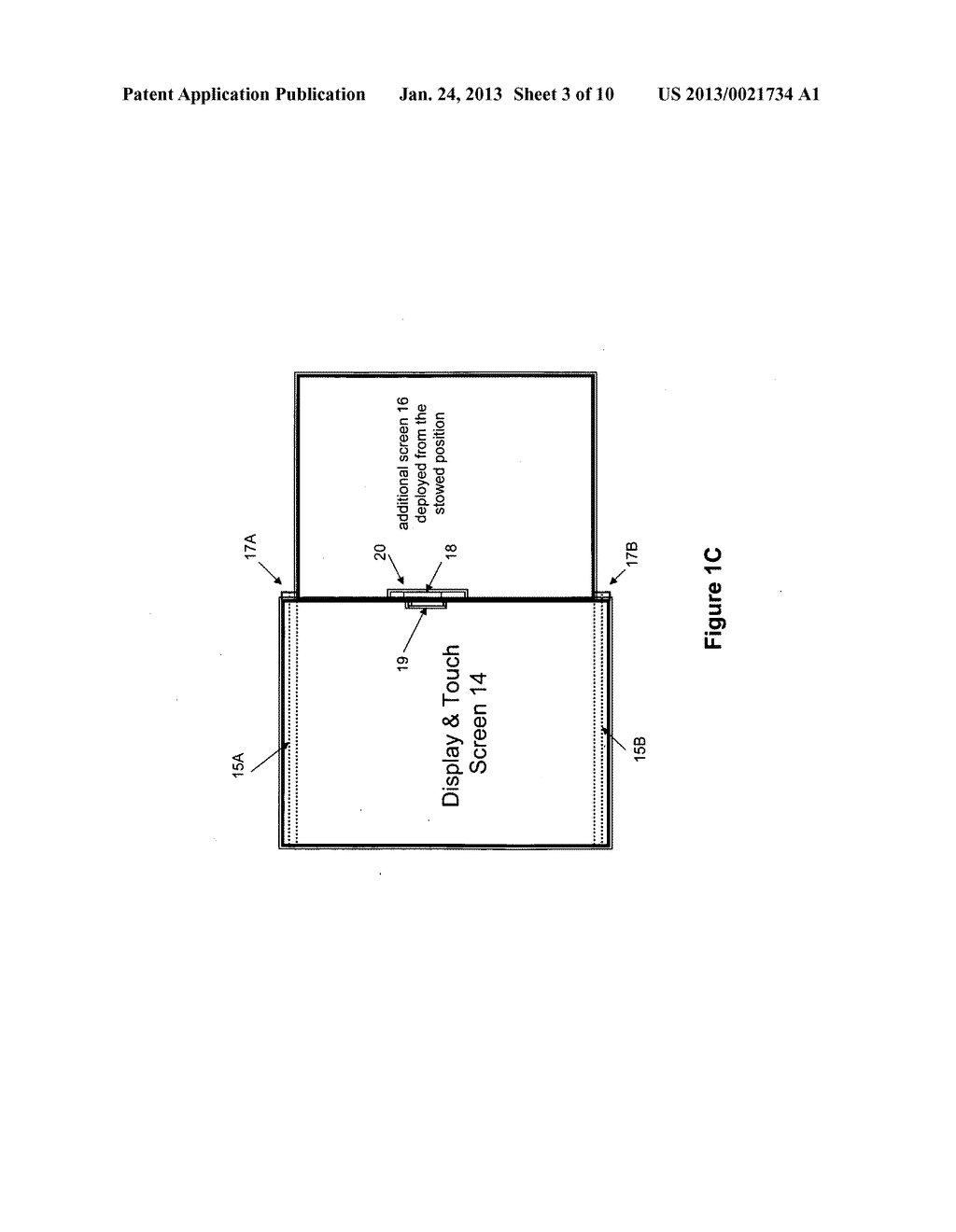 Apparatus and method for additional screen in a portable computing and     communication device - diagram, schematic, and image 04