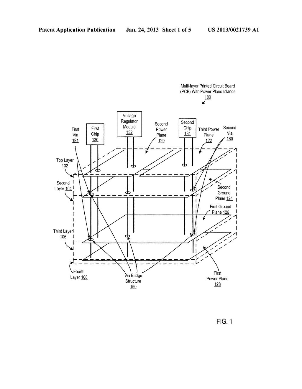 Multi-layer Printed Circuit Board With Power Plane Islands To Isolate     Noise Coupling - diagram, schematic, and image 02