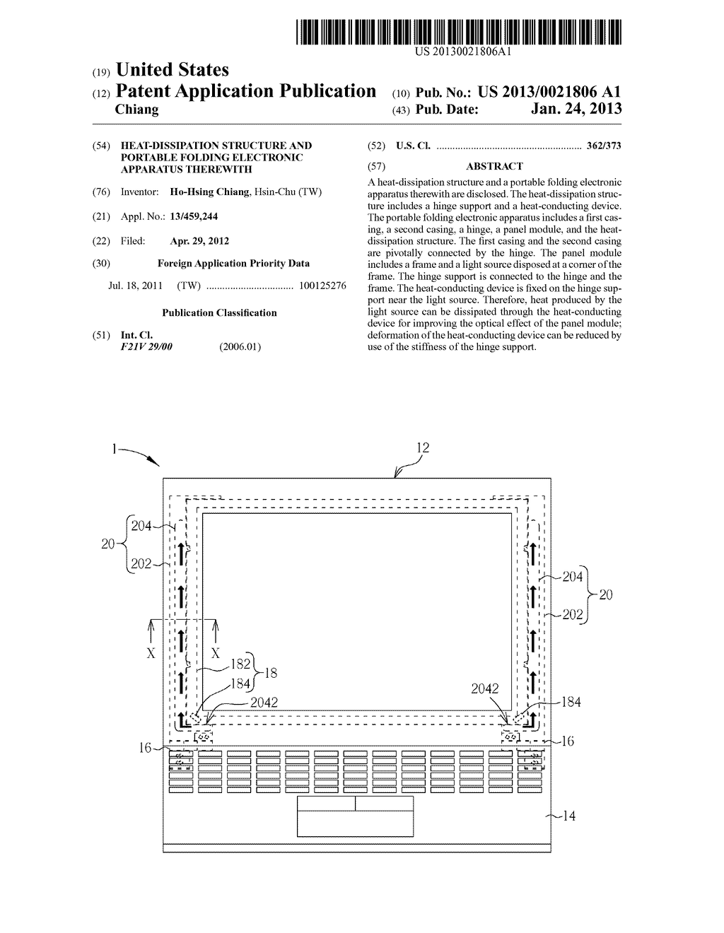 HEAT-DISSIPATION STRUCTURE AND PORTABLE FOLDING ELECTRONIC APPARATUS     THEREWITH - diagram, schematic, and image 01