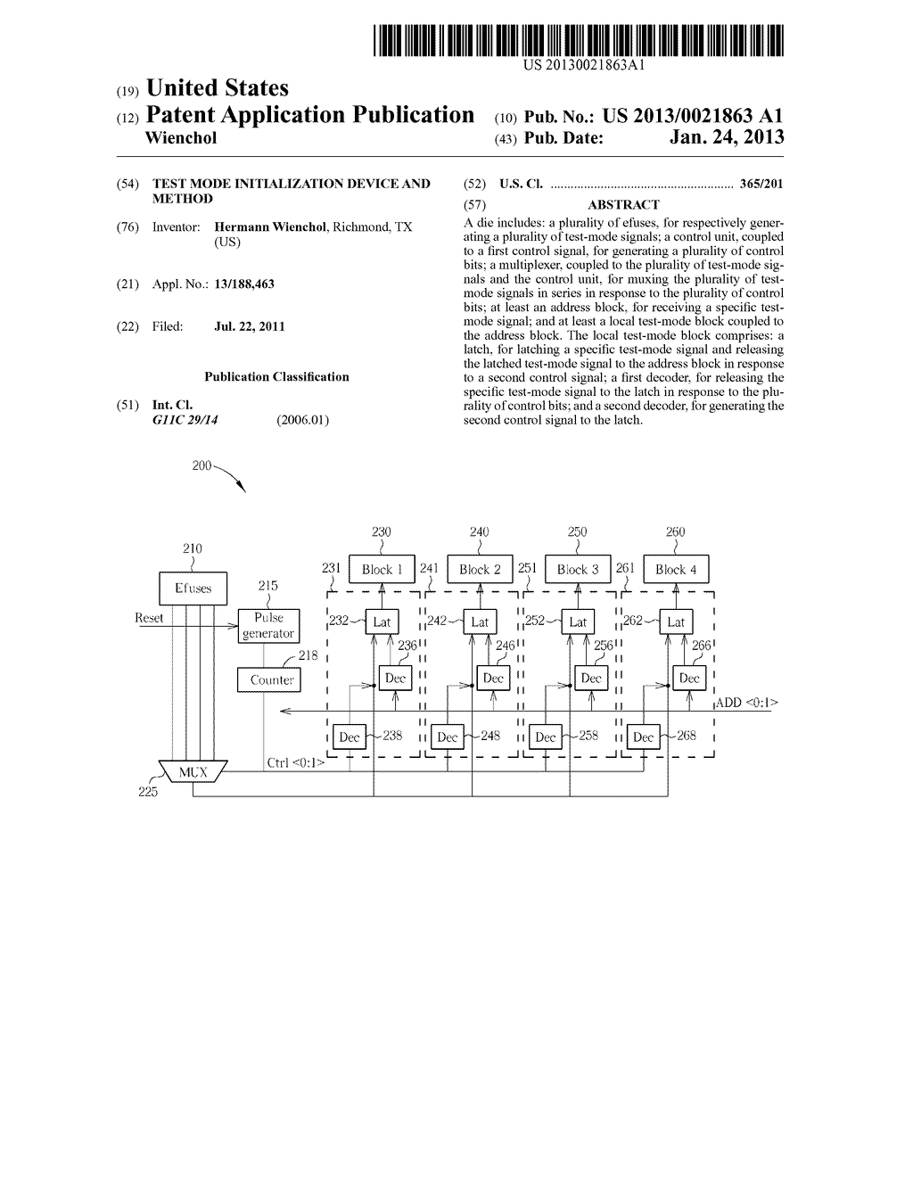 TEST MODE INITIALIZATION DEVICE AND METHOD - diagram, schematic, and image 01