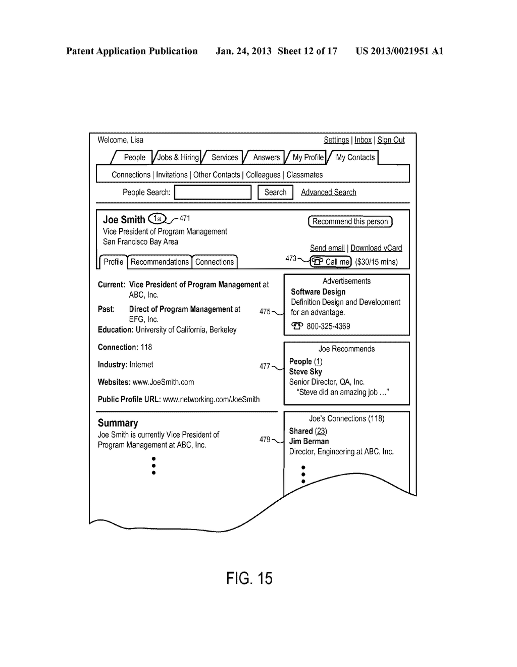 Systems and Methods to Connect Members of a Social Network for Real Time     Communication - diagram, schematic, and image 13