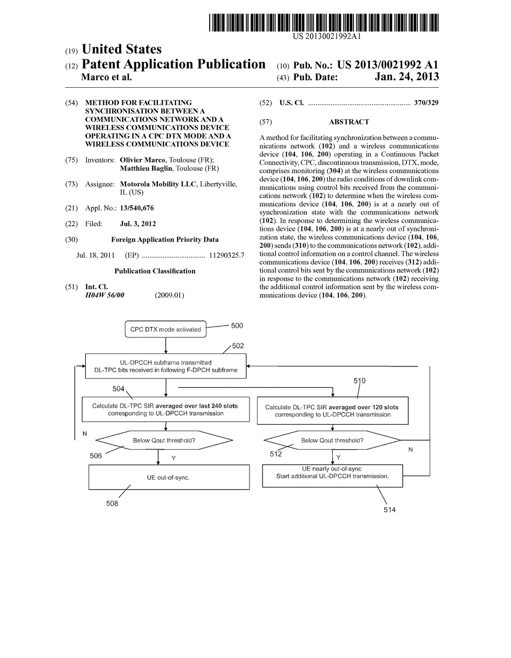 METHOD FOR FACILITATING SYNCHRONISATION BETWEEN A COMMUNICATIONS NETWORK     AND A WIRELESS COMMUNICATIONS DEVICE OPERATING IN A CPC DTX MODE AND A     WIRELESS COMMUNICATIONS DEVICE - diagram, schematic, and image 01