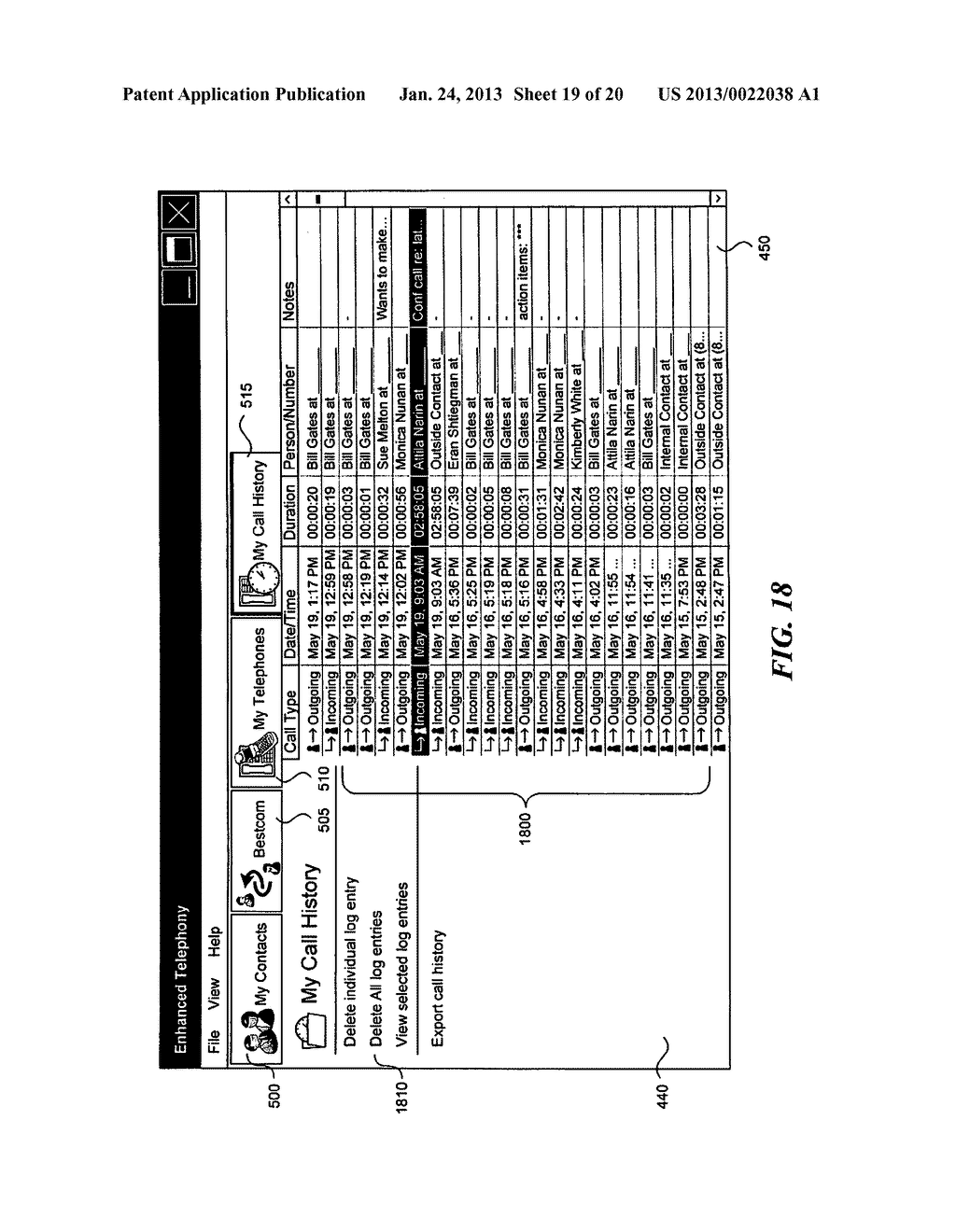 ENHANCED TELEPHONY COMPUTER USER INTERFACE ALLOWING USER INTERACTION AND     CONTROL OF A TELEPHONE USING A PERSONAL COMPUTER - diagram, schematic, and image 20