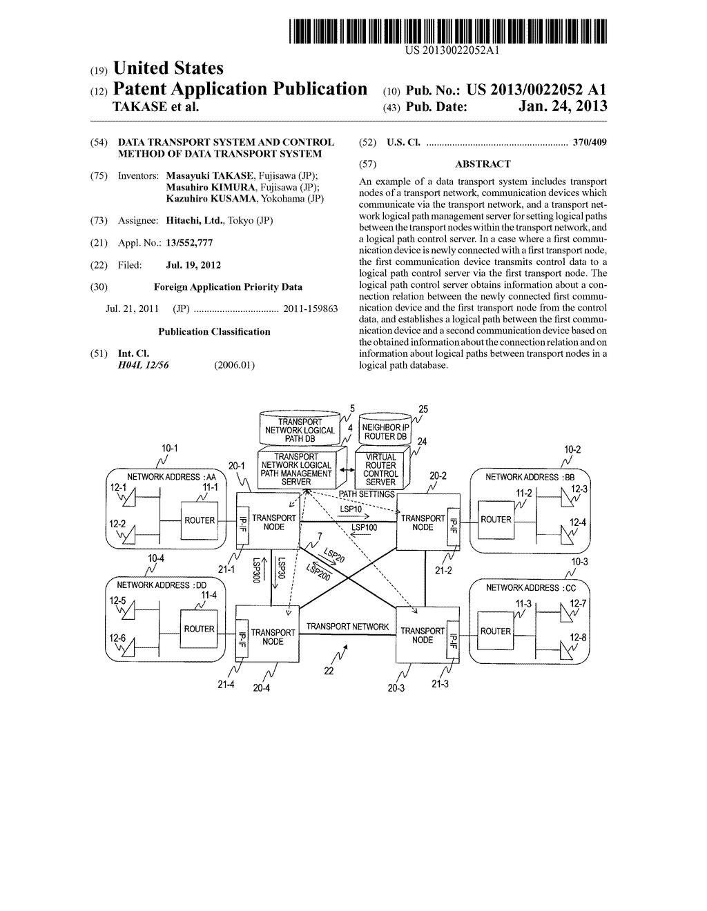 Data Transport System and Control Method of Data Transport System - diagram, schematic, and image 01