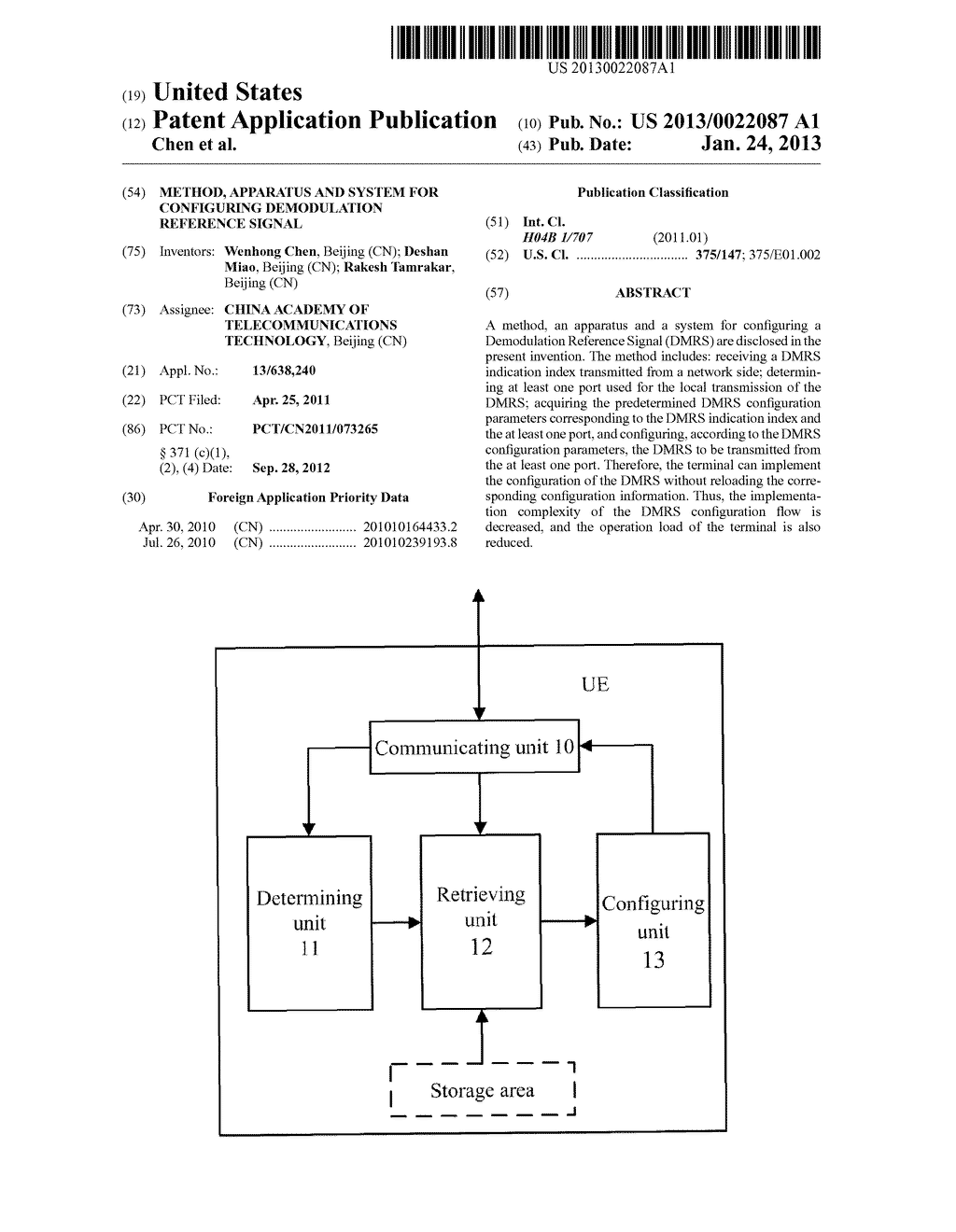 METHOD, APPARATUS AND SYSTEM FOR CONFIGURING DEMODULATION REFERENCE SIGNAL - diagram, schematic, and image 01