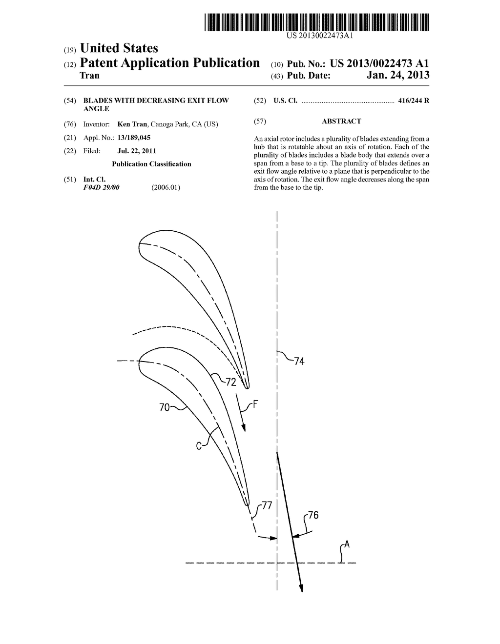 BLADES WITH DECREASING EXIT FLOW ANGLE - diagram, schematic, and image 01