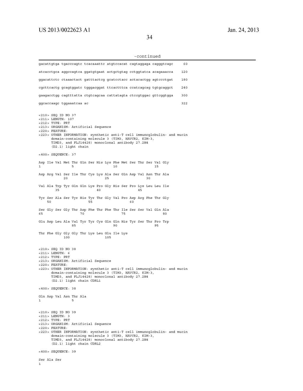 ANTIBODIES THAT SPECIFICALLY BIND TO TIM3 - diagram, schematic, and image 44