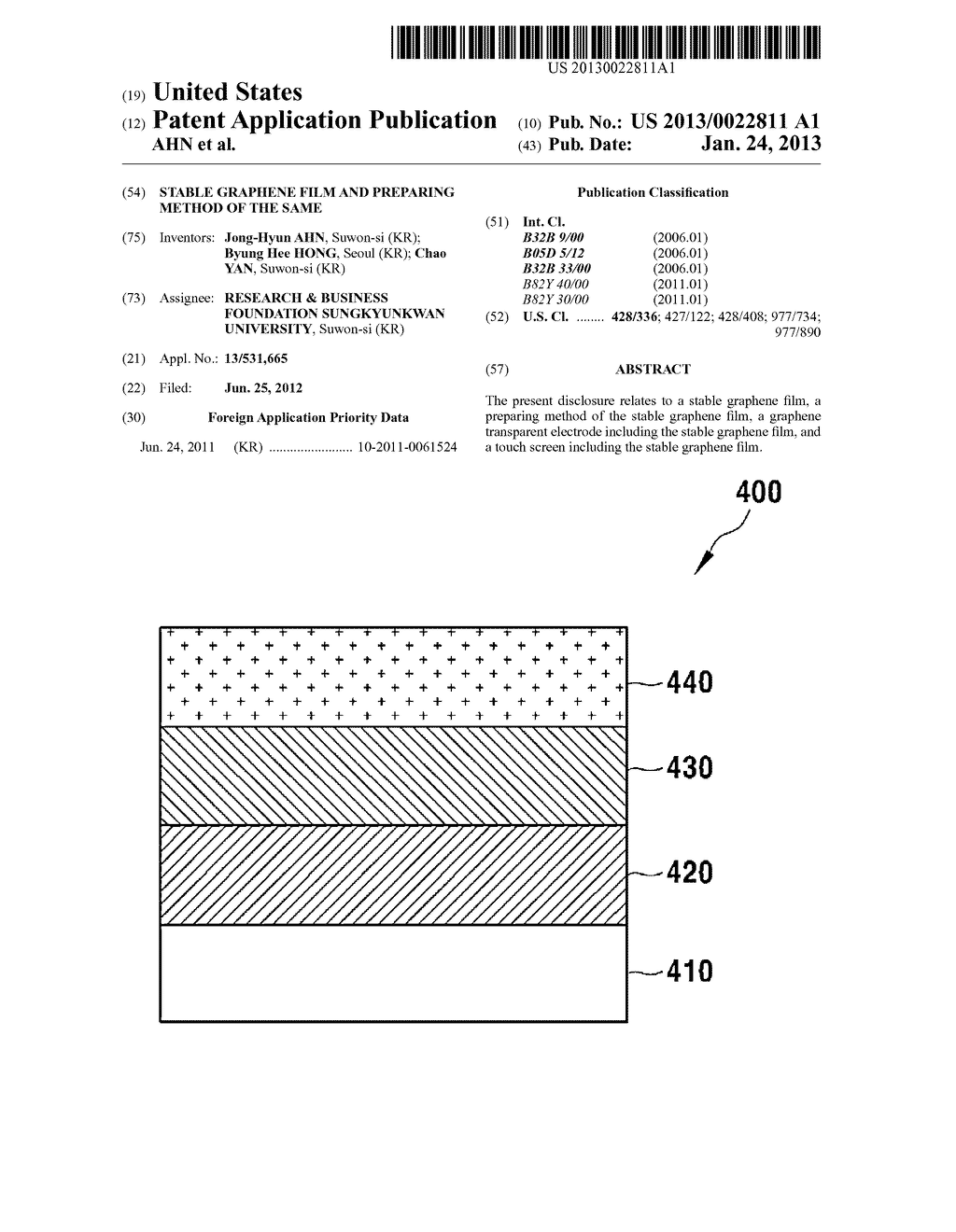 STABLE GRAPHENE FILM AND PREPARING METHOD OF THE SAME - diagram, schematic, and image 01