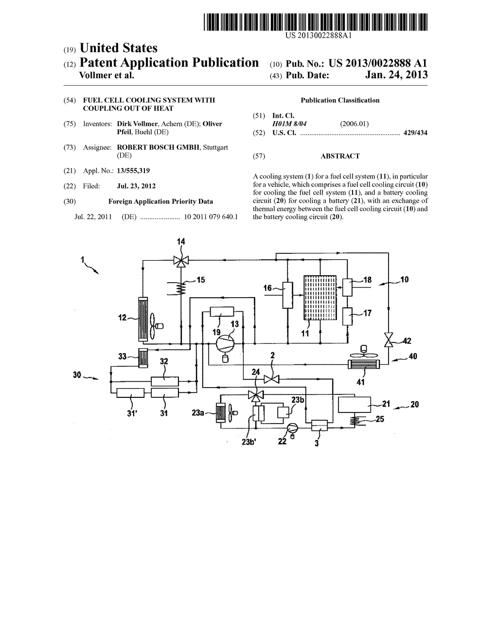 FUEL CELL COOLING SYSTEM WITH COUPLING OUT OF HEAT - diagram, schematic, and image 01