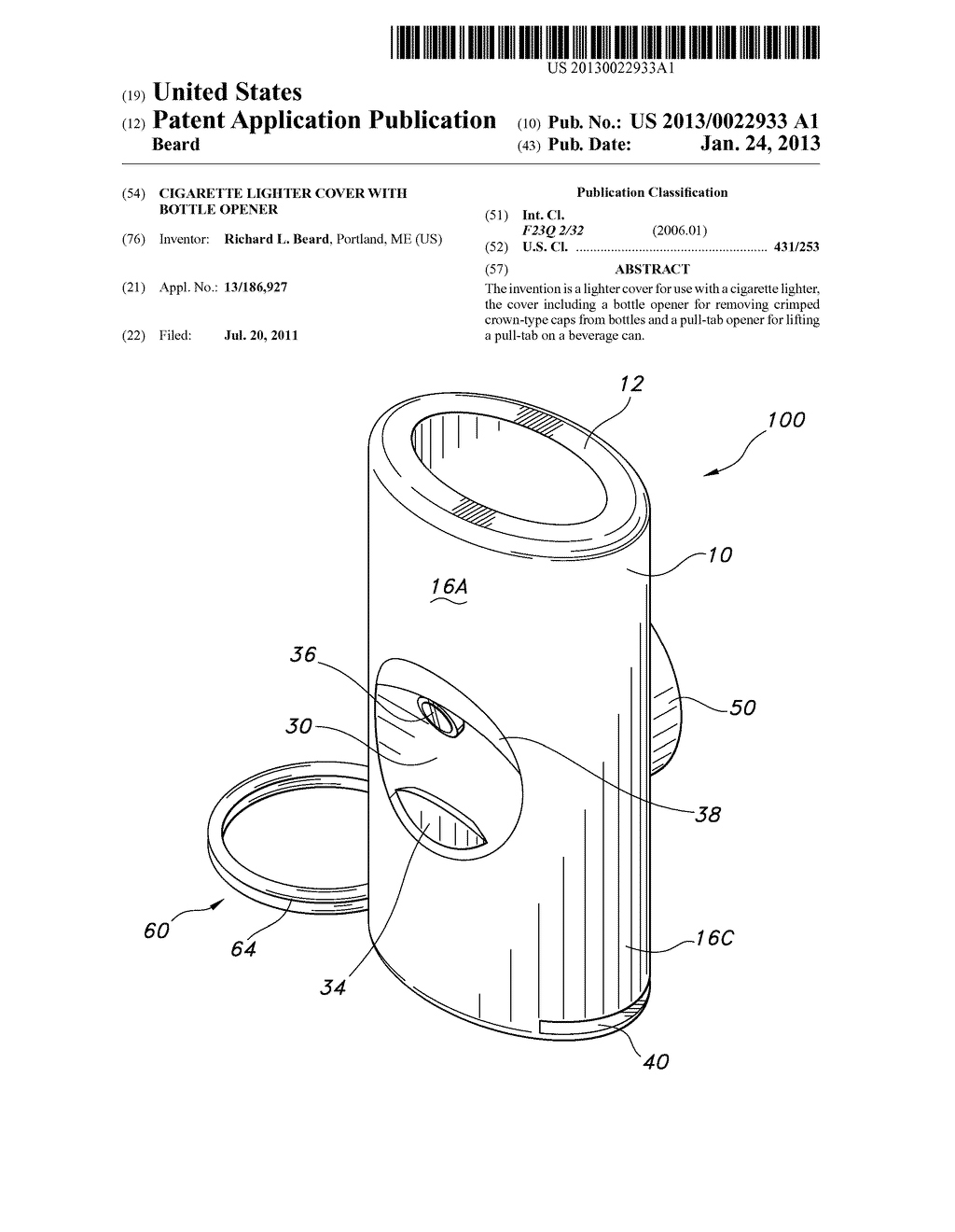 Cigarette Lighter Cover with Bottle Opener - diagram, schematic, and image 01