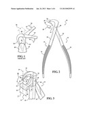 DENTAL PLIER DESIGN WITH OFFSETTING JAW AND PAD ELEMENTS FOR ASSISTING IN     REMOVING UPPER AND LOWER TEETH UTILIZING THE DENTAL PLIER DESIGN diagram and image