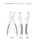 DENTAL PLIER DESIGN WITH OFFSETTING JAW AND PAD ELEMENTS FOR ASSISTING IN     REMOVING UPPER AND LOWER TEETH UTILIZING THE DENTAL PLIER DESIGN diagram and image