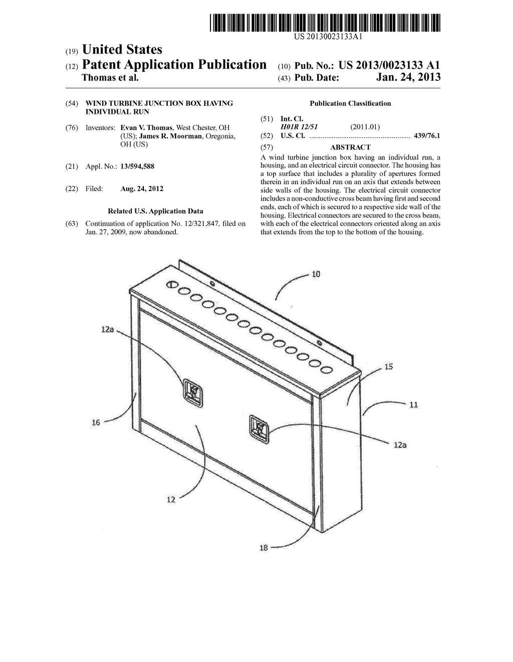 WIND TURBINE JUNCTION BOX HAVING INDIVIDUAL RUN - diagram, schematic, and image 01