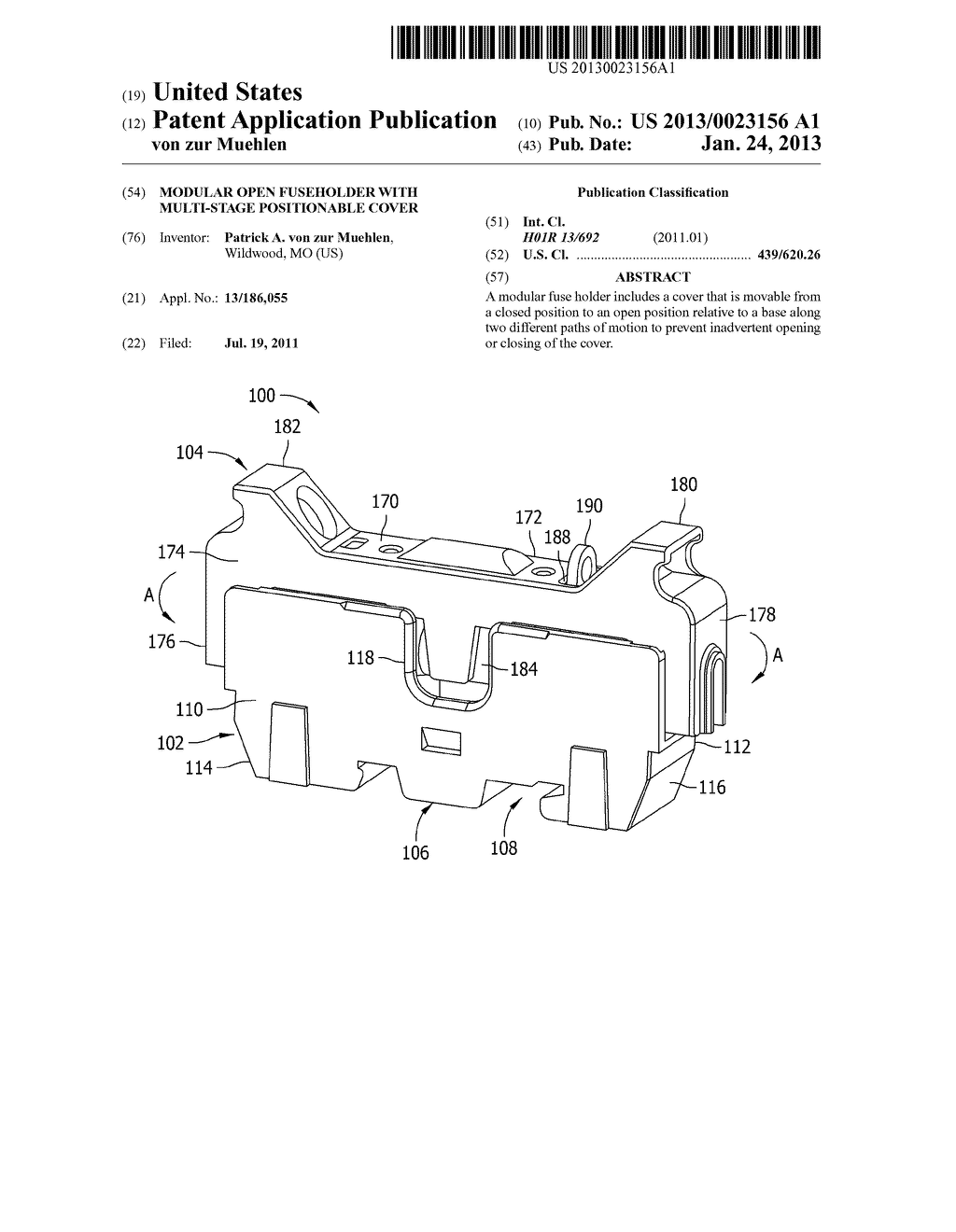 MODULAR OPEN FUSEHOLDER WITH MULTI-STAGE POSITIONABLE COVER - diagram, schematic, and image 01