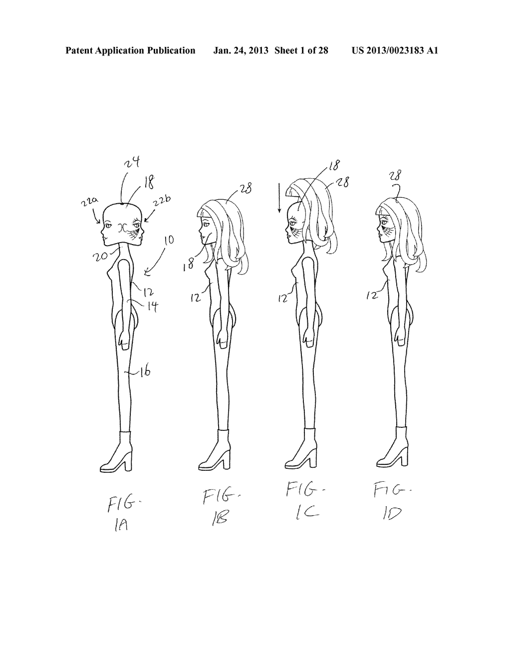 Doll Having Replaceable Heads with Multiple Faces and Replaceable Wigs - diagram, schematic, and image 02