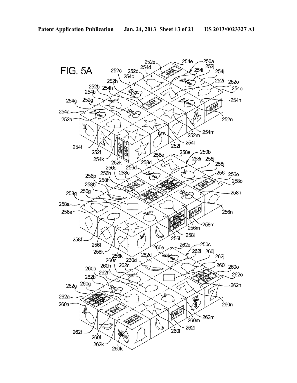 GAMING SYSTEM, GAMING DEVICE AND METHOD FOR PROVIDING A MULTIPLE DIMENSION     CASCADING SYMBOLS GAME - diagram, schematic, and image 14