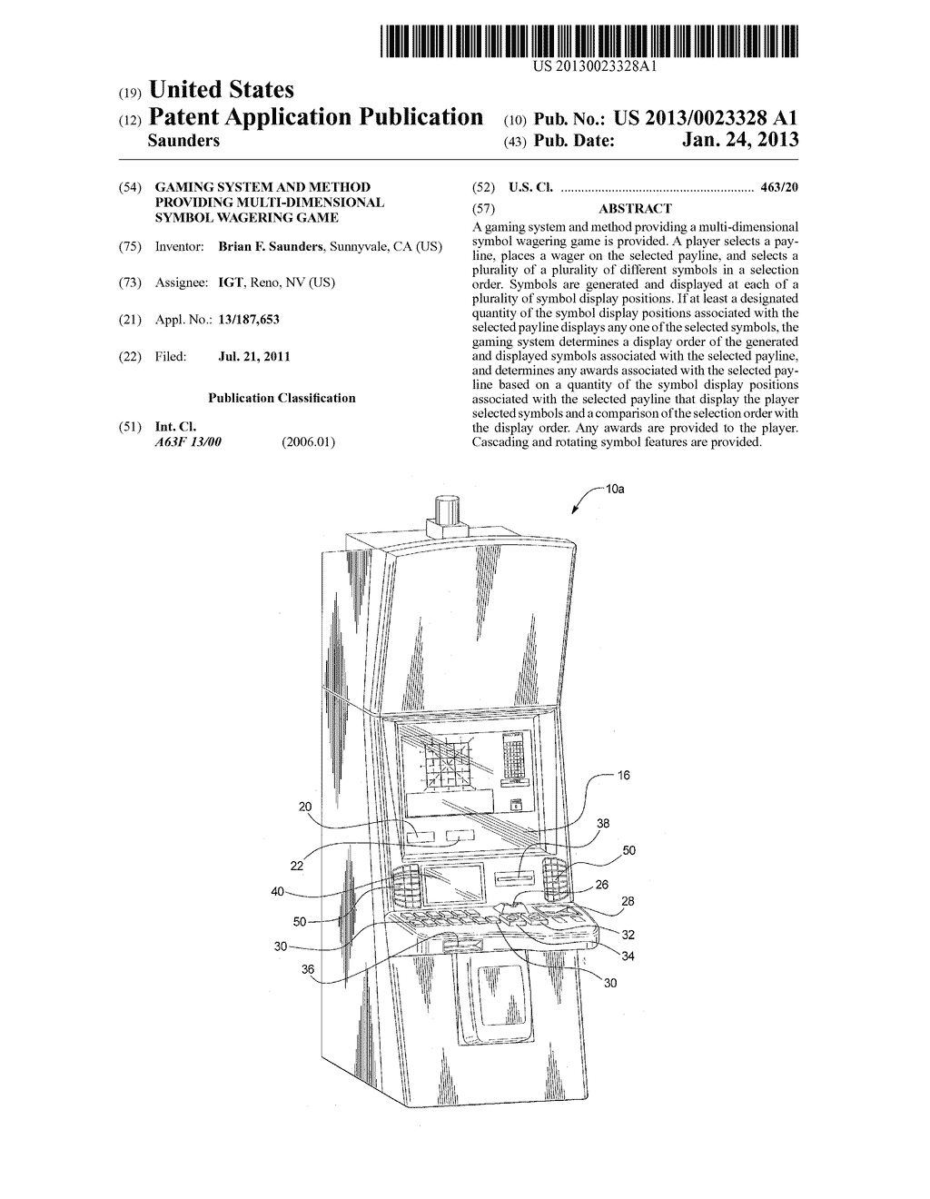 GAMING SYSTEM AND METHOD PROVIDING MULTI-DIMENSIONAL SYMBOL WAGERING GAME - diagram, schematic, and image 01