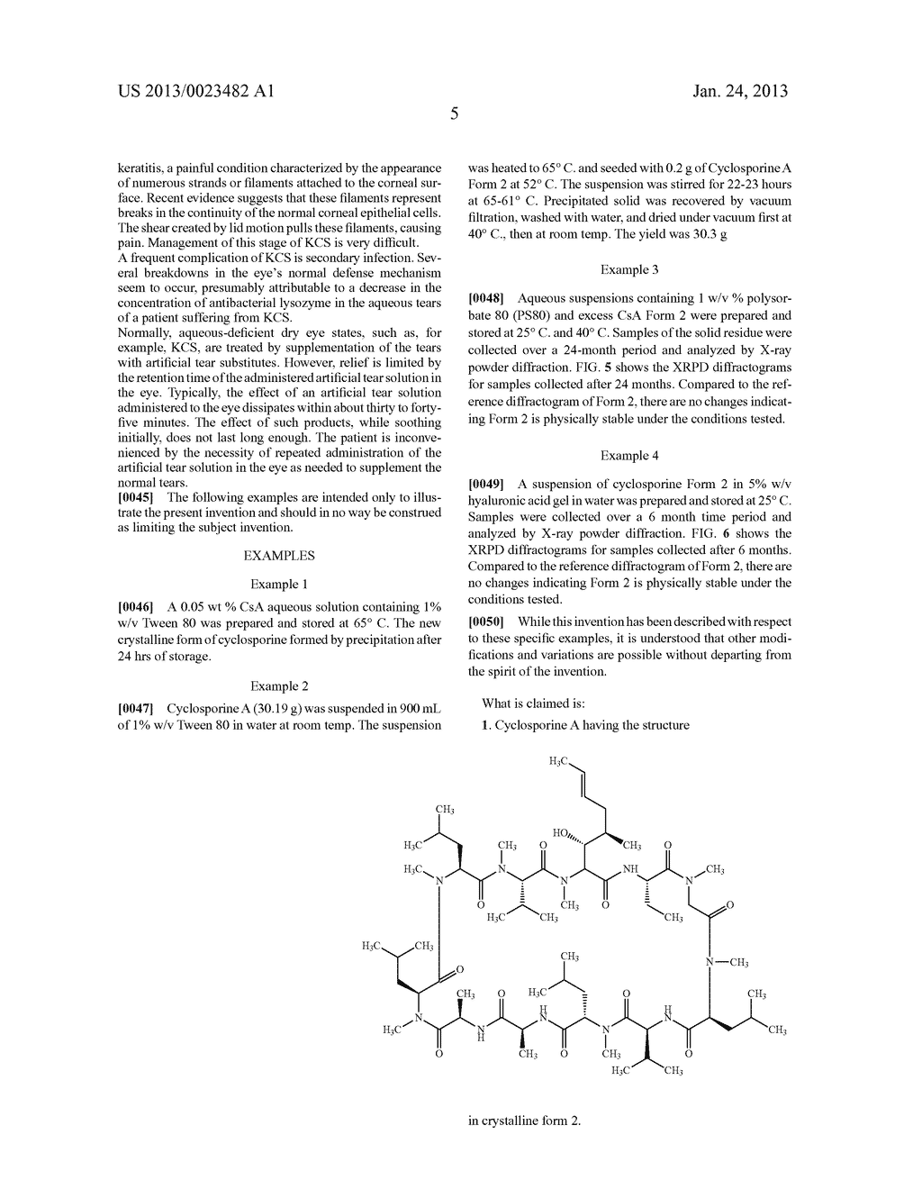 CRYSTALLINE FORM OF CYCLOSPORINE A, METHODS OF PREPARATION, AND METHODS     FOR USE THEREOF - diagram, schematic, and image 13