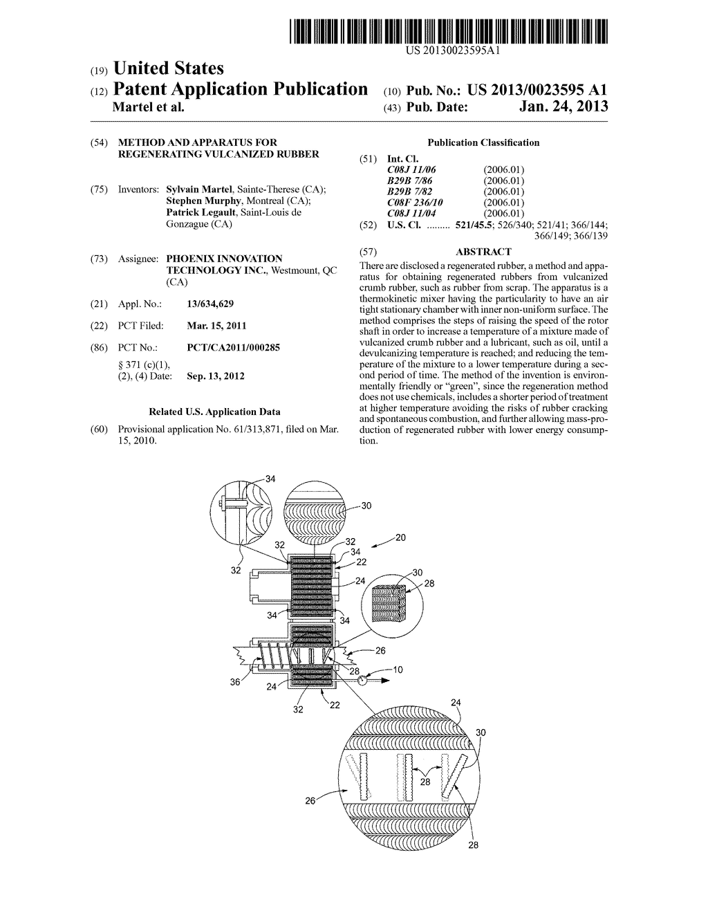 METHOD AND APPARATUS FOR REGENERATING VULCANIZED RUBBER - diagram, schematic, and image 01