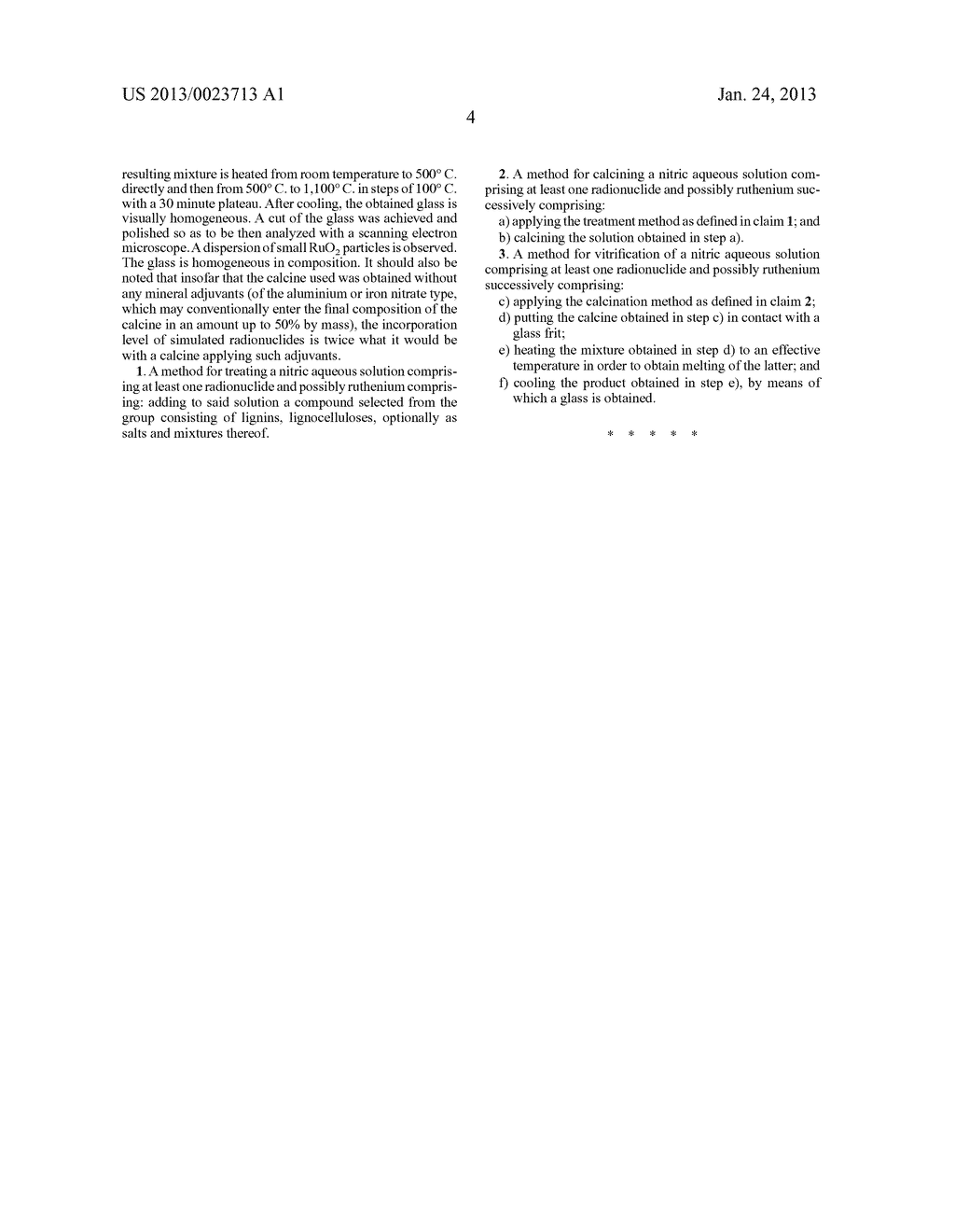 METHOD FOR THE PRE-CALCINING TREATMENT OF AN AQUEOUS NITRIC SOLUTION     COMPRISING AT LEAST ONE RADIONUCLIDE AND OPTIONALLY RUTHENIUM - diagram, schematic, and image 05