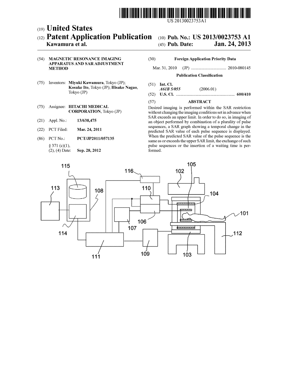 MAGNETIC RESONANCE IMAGING APPARATUS AND SAR ADJUSTMENT METHOD - diagram, schematic, and image 01