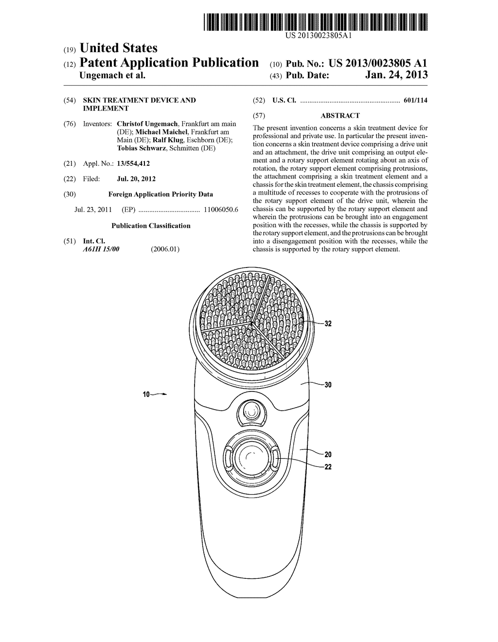 SKIN TREATMENT DEVICE AND IMPLEMENT - diagram, schematic, and image 01