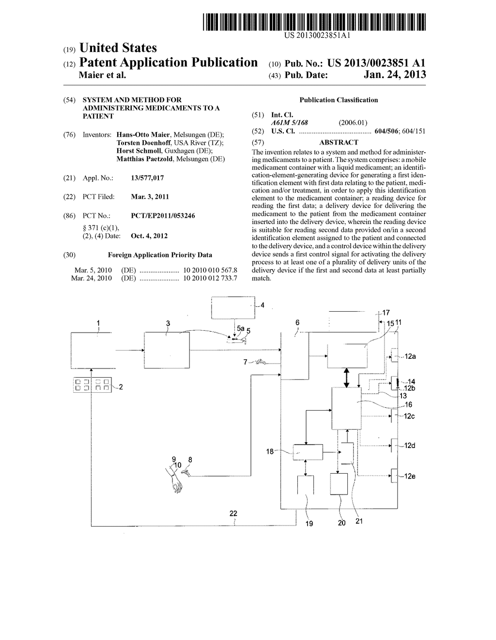 System and method for administering medicaments to a patient - diagram, schematic, and image 01