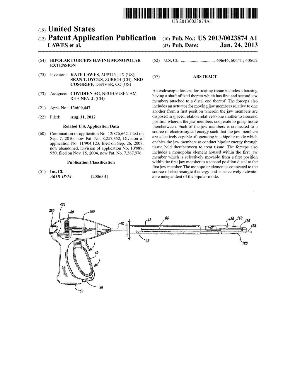 BIPOLAR FORCEPS HAVING MONOPOLAR EXTENSION - diagram, schematic, and image 01