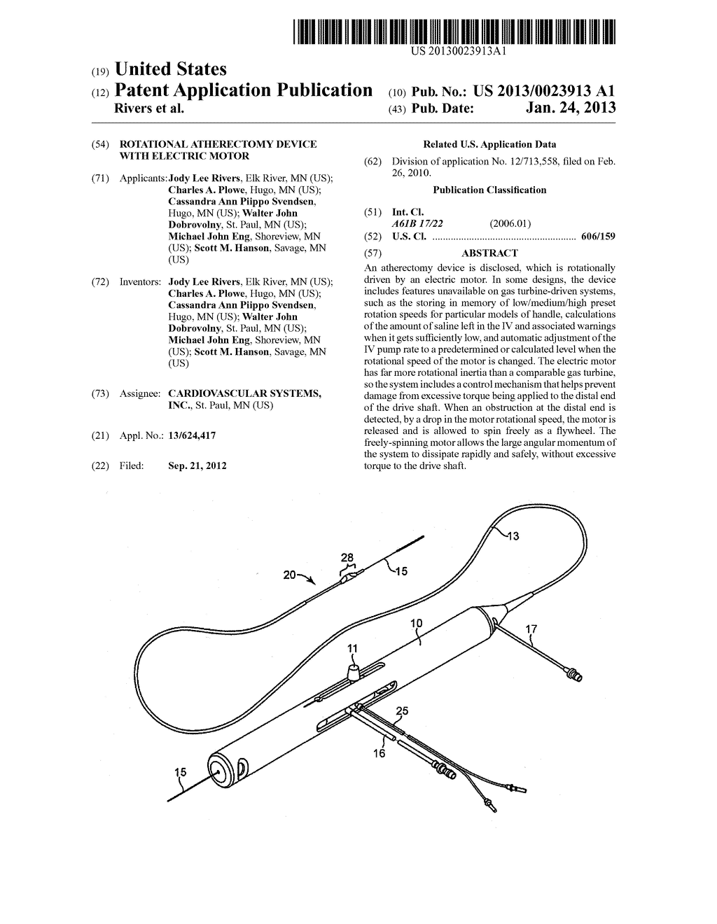 ROTATIONAL ATHERECTOMY DEVICE WITH ELECTRIC MOTOR - diagram, schematic, and image 01