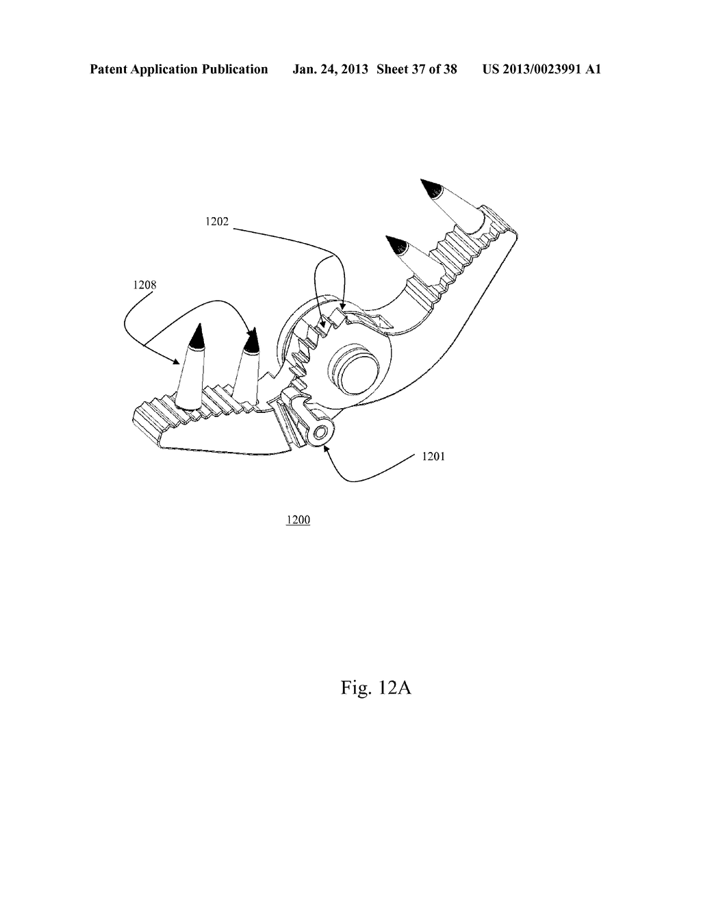 BI-DIRECTIONAL FIXATING TRANSVERTEBRAL BODY SCREWS AND POSTERIOR CERVICAL     AND LUMBAR INTERARTICULATING JOINT CALIBRATED STAPLING DEVICES FOR SPINAL     FUSION - diagram, schematic, and image 38