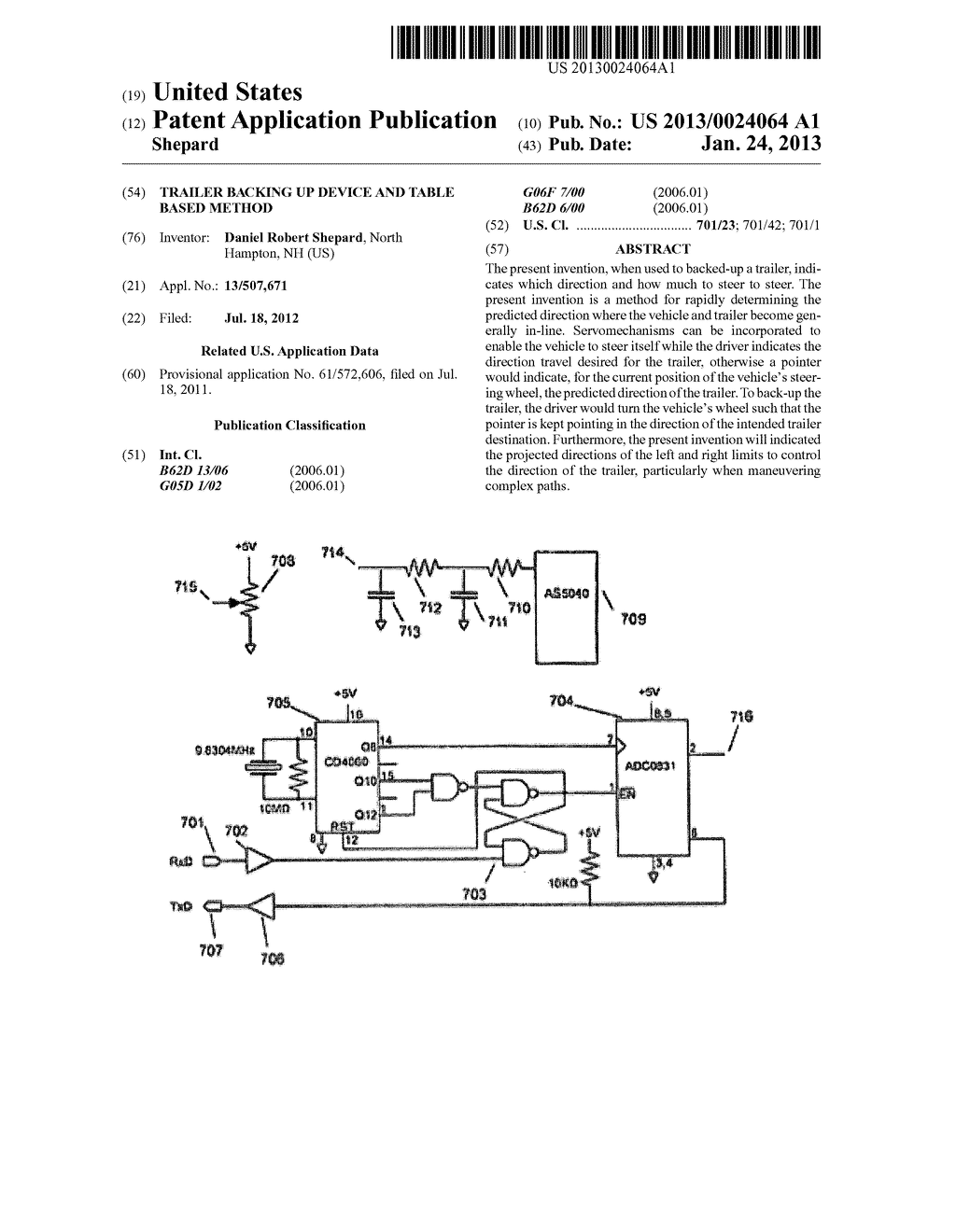 Trailer backing up device and table based method - diagram, schematic, and image 01